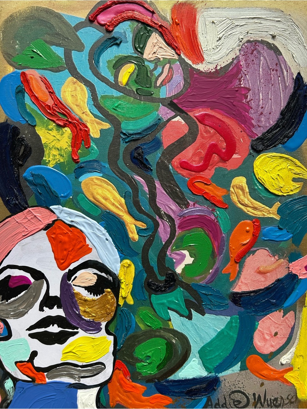 Colorful Abstract Portrait Canvas Art - Multicolor by Addie Wuensch